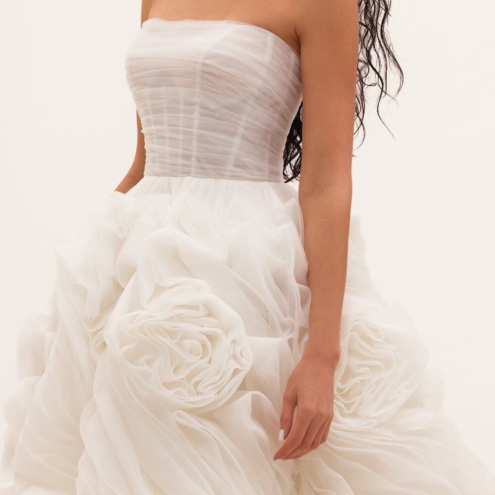 Elegant White Strapless Midi Dress